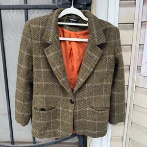 Vintage Giorgio Sant’Angelo Women’s PURE WOOL Plaid Blazer